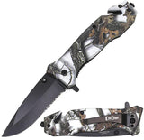 ElitEdge Linerlock Black Camo Knife - Assisted Opening, 3.5 Inch Black Stainless Blade, Belt Cutter, Glass Breaker by ElitEdge