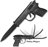 ElitEdge Top Open Trigger Lock Knife - Assisted Opening, Black 3.75in Blade, 5in Closed, Aluminum Handle by ElitEdge