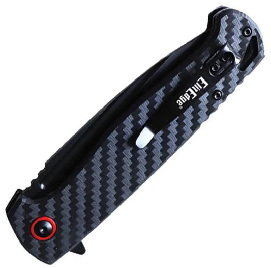ElitEdge Linerlock Carbon Fiber Knife - 8Cr13MoV Stainless Tanto Blade, Carbon Fiber Handle by ElitEdge