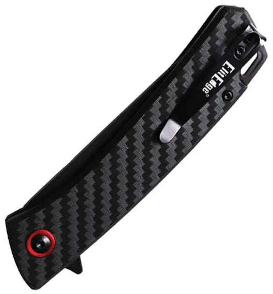 ElitEdge Linerlock Carbon Fiber - Lightweight Handle With 8Cr13MoV Blade And Extended Tang by ElitEdge