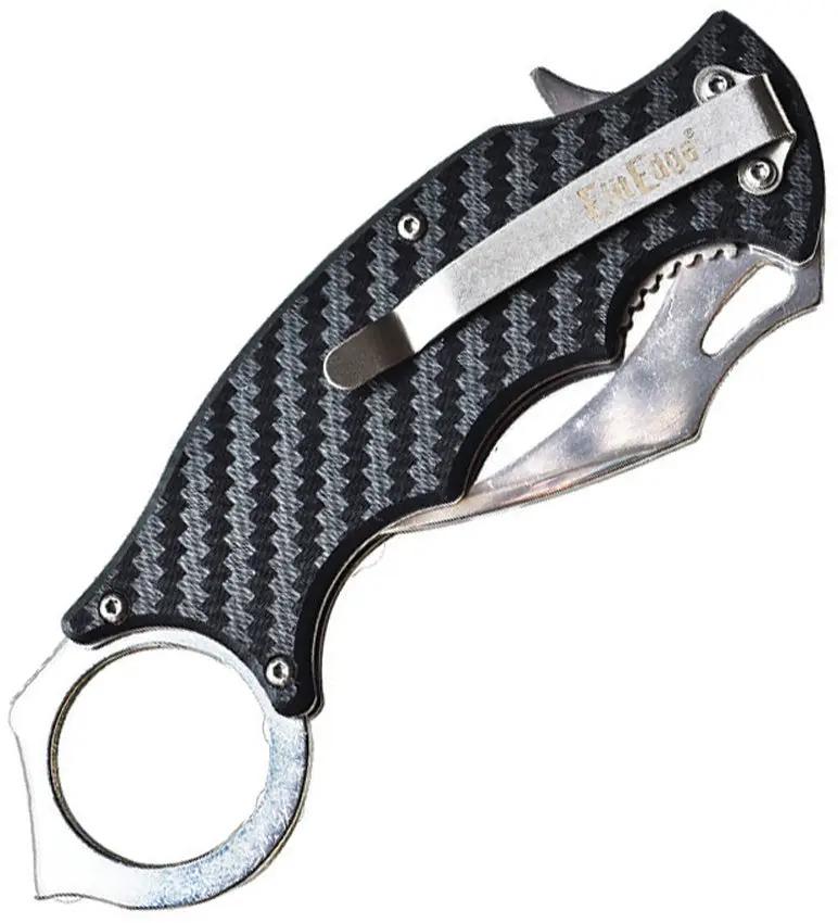 ElitEdge Karambit Linerlock CF - Satin 8Cr13MoV Blade With Carbon Fiber Handle And Pocket Clip by ElitEdge