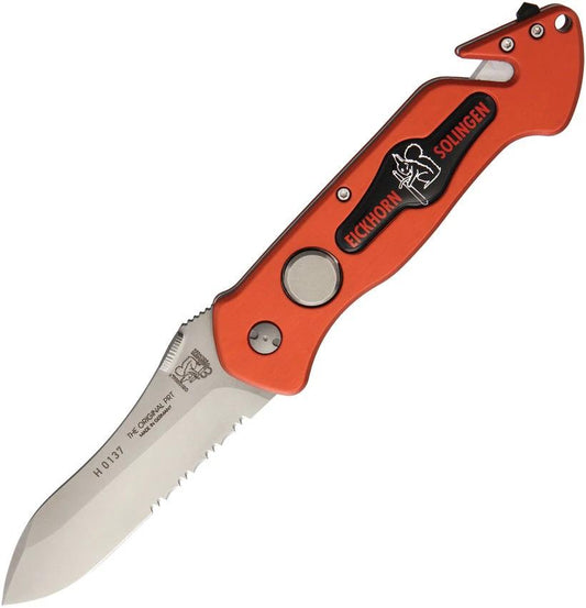 Eickhorn Solingen PRT II Rescue Linerlock Knife For Responders With Seat Belt Cutter Glass Breaker Red Aluminum Handle by Eickhorn Solingen