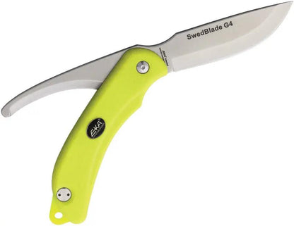 EKA Swedblade G4 Lime Dual Utility And Gut Blade Push Button Neon Rubber Handle For Outdoor Enthusiasts by EKA