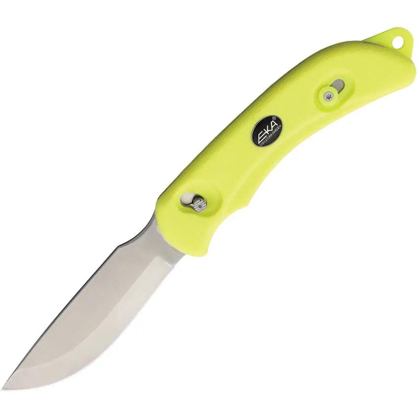 EKA Swedblade G4 Lime Dual Utility And Gut Blade Push Button Neon Rubber Handle For Outdoor Enthusiasts by EKA