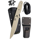 EKA RTG1 Fixed Blade Knife Tan 1095HC Rugged One Piece Design With Lanyard Hole And Kydex Sheath For Outdoorsmen by EKA