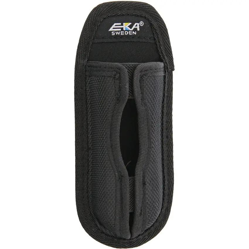 EKA Swede 88 Lockback Knife With 12C27 Stainless Blade, Black Rubber Handle, Lanyard Hole, Belt Sheath For Campers by EKA