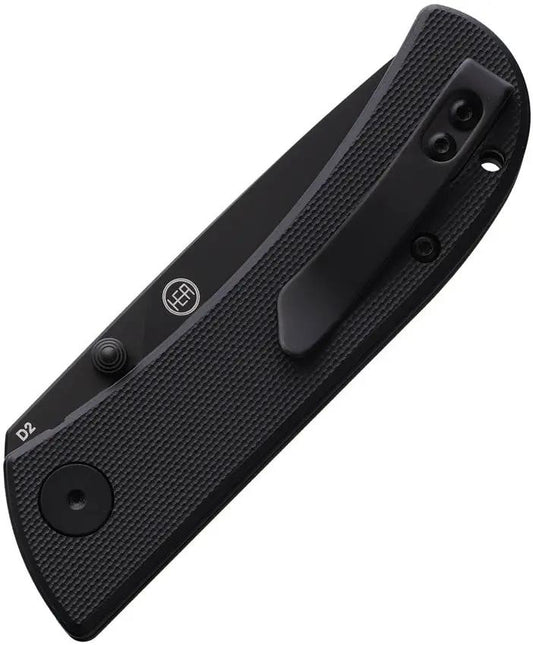 EIKONIC Fairwind Linerlock 220BB - 2.75 Inch Black PVD D2 Blade With Black G10 Handle Thumb Stud Pocket Clip by EIKONIC