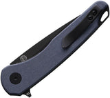 EIKONIC Dromas Linerlock - Black PVD D2 Blade, Blue Gray G10 Handle, Extended Tang, Lanyard Hole, Pocket Clip by EIKONIC