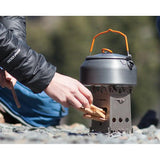 EmberLit FireAnt Camping Stove Titanium - Ultralight Fast Assembly Flat Pack Supports Dutch Oven by EmberLit