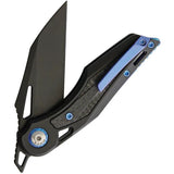 EOS Urchin Friction Folder Blue Nitro V DLC Blade - Titanium Handle With Carbon Fiber Inlay by EOS