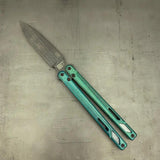 EOS Serpent Butterfly Knife - Antique Green Serpent Finish With Green Titanium Handle And CTS-XHP Blade by EOS