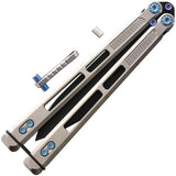 EOS Trident EOS102 Satin Blue Knife - CPM S30V Blade Satin Titanium Handle With Blue Accents by EOS