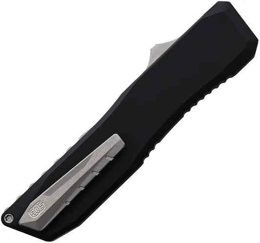EOS Auto Harpoon OTF Black - Automatic Opening CPM 20CV Stainless Tanto With Black Anodized Aluminum Handle by EOS