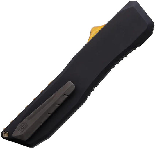 EOS Auto Harpoon OTF Knife - Black Aluminum Handle Red Coated MagnaCut Double Edge Blade by EOS