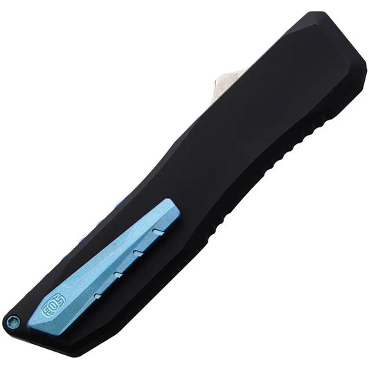 EOS Auto Harpoon OTF Knife - CPM-20CV Blade, Black DLC Stonewash Finish, Aluminum Handle With Pocket Clip by EOS