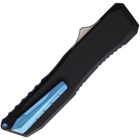 EOS Auto Harpoon OTF - Two-Tone CPM-20CV Stainless Tanto Blade With Black Anodized Aluminum Handle And Blue Accents by EOS