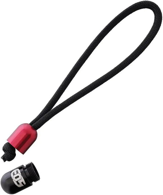 EOS Pill Bead Lanyard Black Red Two Piece Aluminum Screw Together Bead - Conceals Knot by EOS