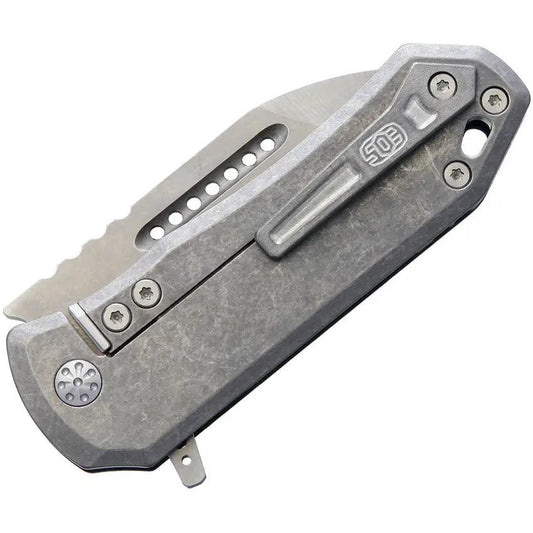 EOS Orca S Framelock CF - CPM S35VN Modified Tanto Blade, Stonewash Finish, Carbon Fiber Front, Titanium Back by EOS