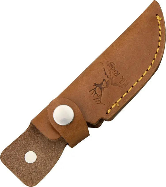 Elk Ridge Hunter ER-128 - 3 1/2 Inch Stainless Blade Full Tang With Burl Wood Handles Leather Belt Sheath by Elk Ridge