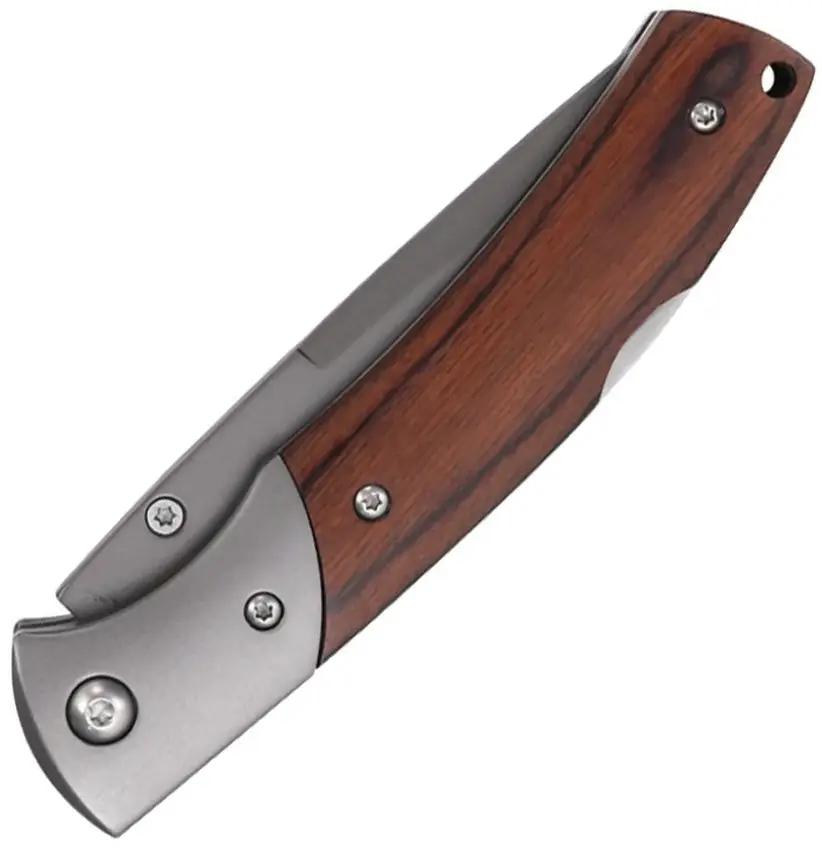 Elk Ridge Lockback Wood ER-2005GY - Gray TiNi Coated 3Cr13 Stainless Blade, Brown Wood Handle by Elk Ridge