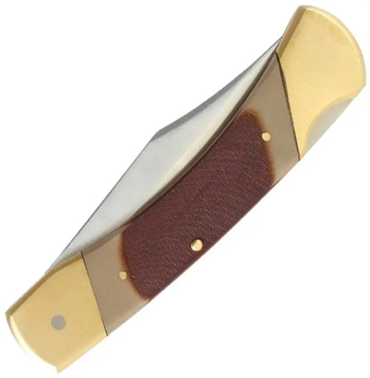 Elk Ridge Lockback Delrin ER-2015 - Satin 3Cr13MoV Blade With Sawcut Delrin Handle Brass Bolsters by Elk Ridge