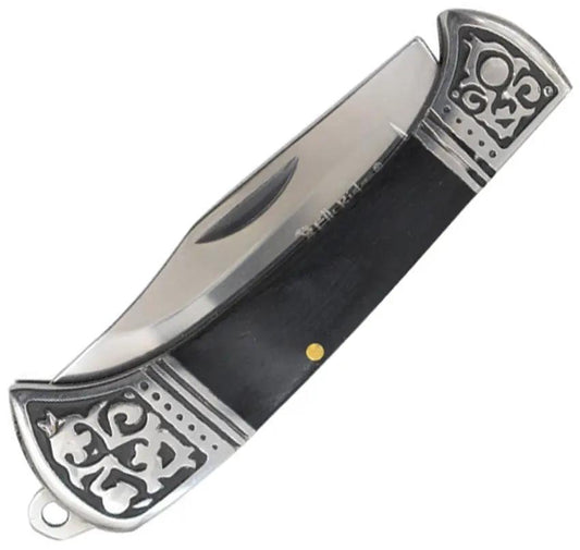 Elk Ridge Slip Joint Black ER-2025BK - 3 Inch Closed Knife With 2.5 Inch Satin Clip Blade And Black Wood Handle by Elk Ridge