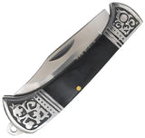 Elk Ridge Slip Joint Black ER-2025BK - 3 Inch Closed Knife With 2.5 Inch Satin Clip Blade And Black Wood Handle by Elk Ridge