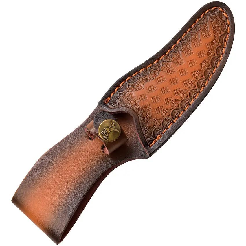 Elk Ridge Upswept Skinner Rosewood Damascus Steel Knife - Full Tang, 3in Blade, Lanyard Hole, Belt Sheath by Elk Ridge