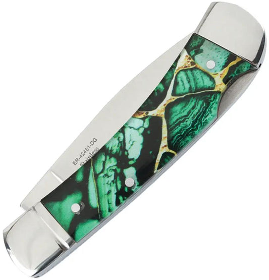 Elk Ridge Lockback Knife Dark Green ER-42451-DG - 3.75in Closed, 3Cr13 Stainless Drop Point Blade, Green Acrylic by Elk Ridge