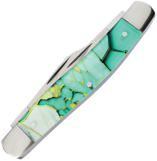 Elk Ridge Stockman Light Green ER-42453-LG - Green Acrylic Handle with Mirror Finish 3Cr13 Clip Sheepsfoot Spey Blades by Elk Ridge