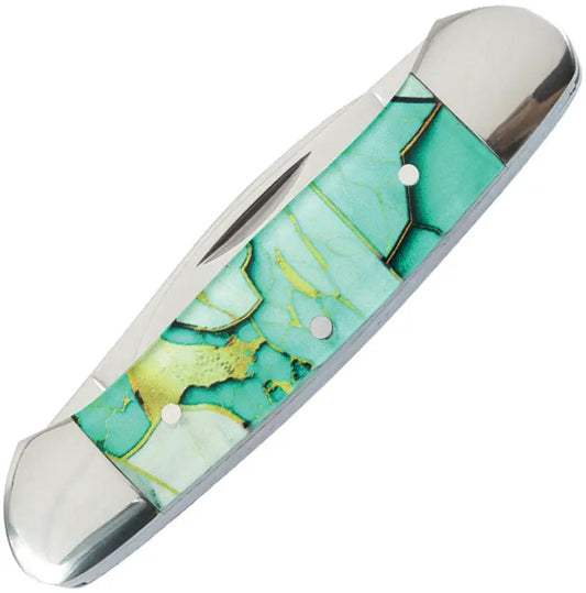 Elk Ridge Canoe Knife - Green Acrylic Handle 3.5 Inch Closed Dual Blades In 3Cr13 Stainless by Elk Ridge