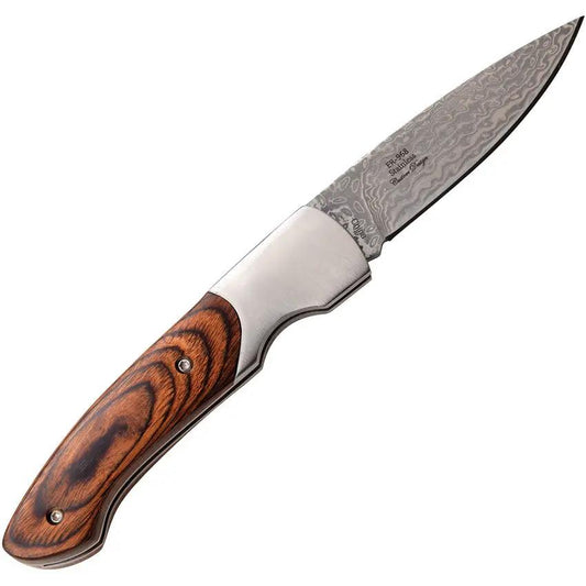 Elk Ridge Pakkawood Folder ER-968PW - Damascus Steel Blade With Brown Pakkawood Handle And Stainless Bolsters by Elk Ridge