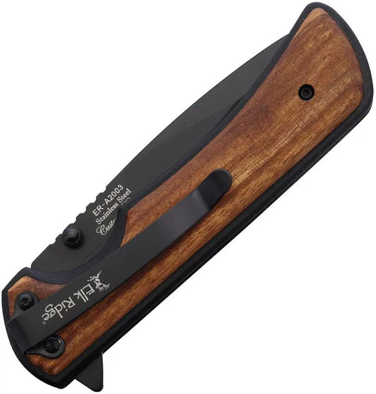 Elk Ridge Linerlock AO Knife ER-A2003BK - Assisted Opening Black Stainless Blade by Elk Ridge