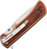 Elk Ridge Linerlock Bronze ER A2003BZ Assisted Opening Knife With Satin Blade And Bronze Aluminum Handle Wood Onlay by Elk Ridge