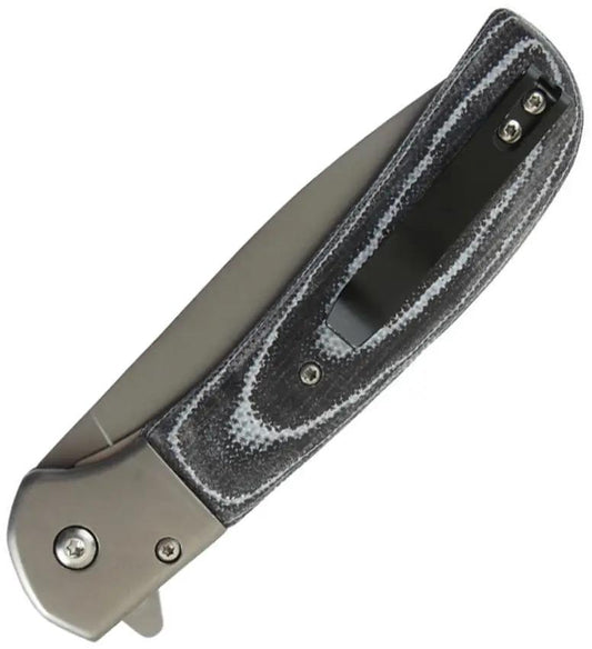 Elk Ridge Linerlock A/O Black Micarta ER-A2022MC - Assisted Opening Pocketknife With TiNi Coated 3Cr13MoV Blade by Elk Ridge
