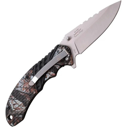 Elk Ridge Linerlock A/O ER-A967CA - Assisted Opening Folding Knife With Satin 3Cr13 Blade And Camo Aluminum Handle by Elk Ridge