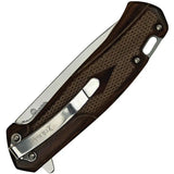 Elk Ridge Gentleman's Linerlock AO Brn Knife - Assisted Opening, Satin 3.5in 3Cr13 Blade, Brown Checkered Wood Handle by Elk Ridge
