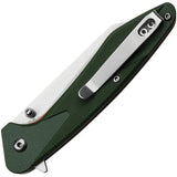 Elk Ridge Hinterland Linerlock ER-HLFDR001 - Satin 8Cr13MoV Blade, Green G10 Handle, Extended Tang, Thumb Stud by Elk Ridge