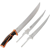 Elk Ridge TREK Fixed Blade ER-TKFIX004 - Durable Full Tang Knife With 3 Interchangeable Blades And Orange Rubber Grip by Elk Ridge