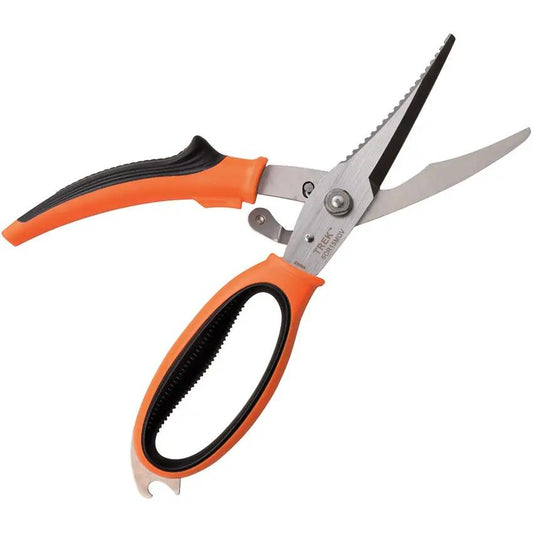 Elk Ridge Trek Spring Loaded Shears ER-TKSH001 - Spring Loaded, 3.5 Inch Partially Serrated Blades With Bottle Opener by Elk Ridge