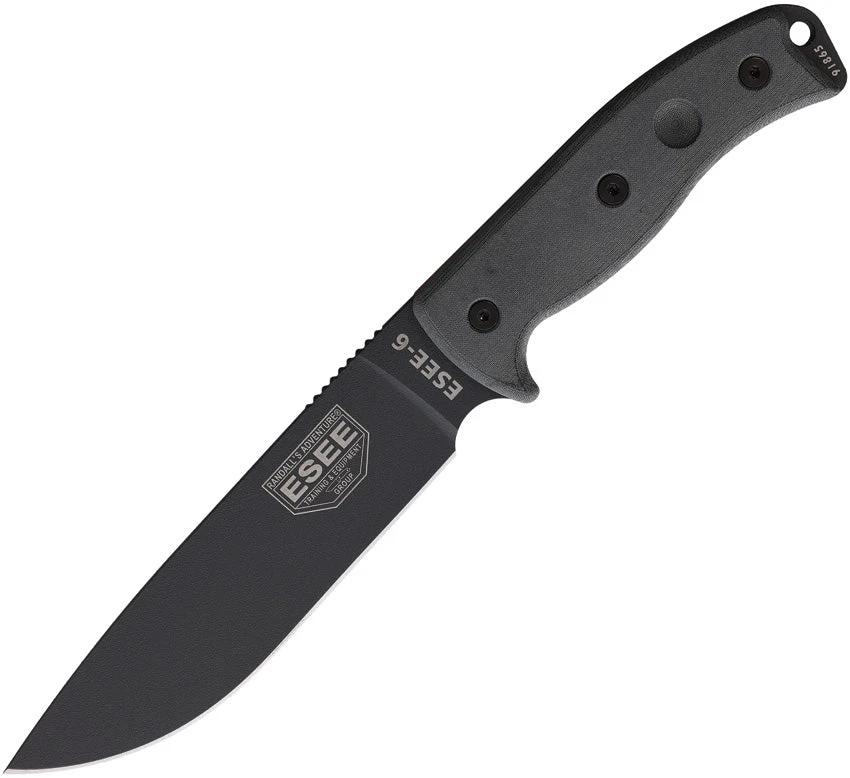 ESEE 6 Tactical Gray Knife With 1095HC Steel Full Tang Lanyard Belt Sheath For Outdoor Enthusiasts by ESEE