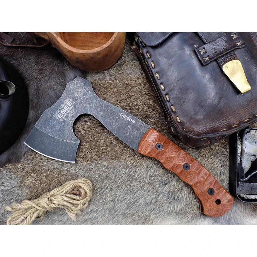 ESEE Gibson Axe Bearded Viking Survivalist With 1095HC Steel Full Tang Micarta Handle by ESEE