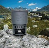 Esbit Solid Fuel Cookset ESB87013 - Compact Hard Anodized Aluminum Pot with Built in Wind Deflector by Esbit