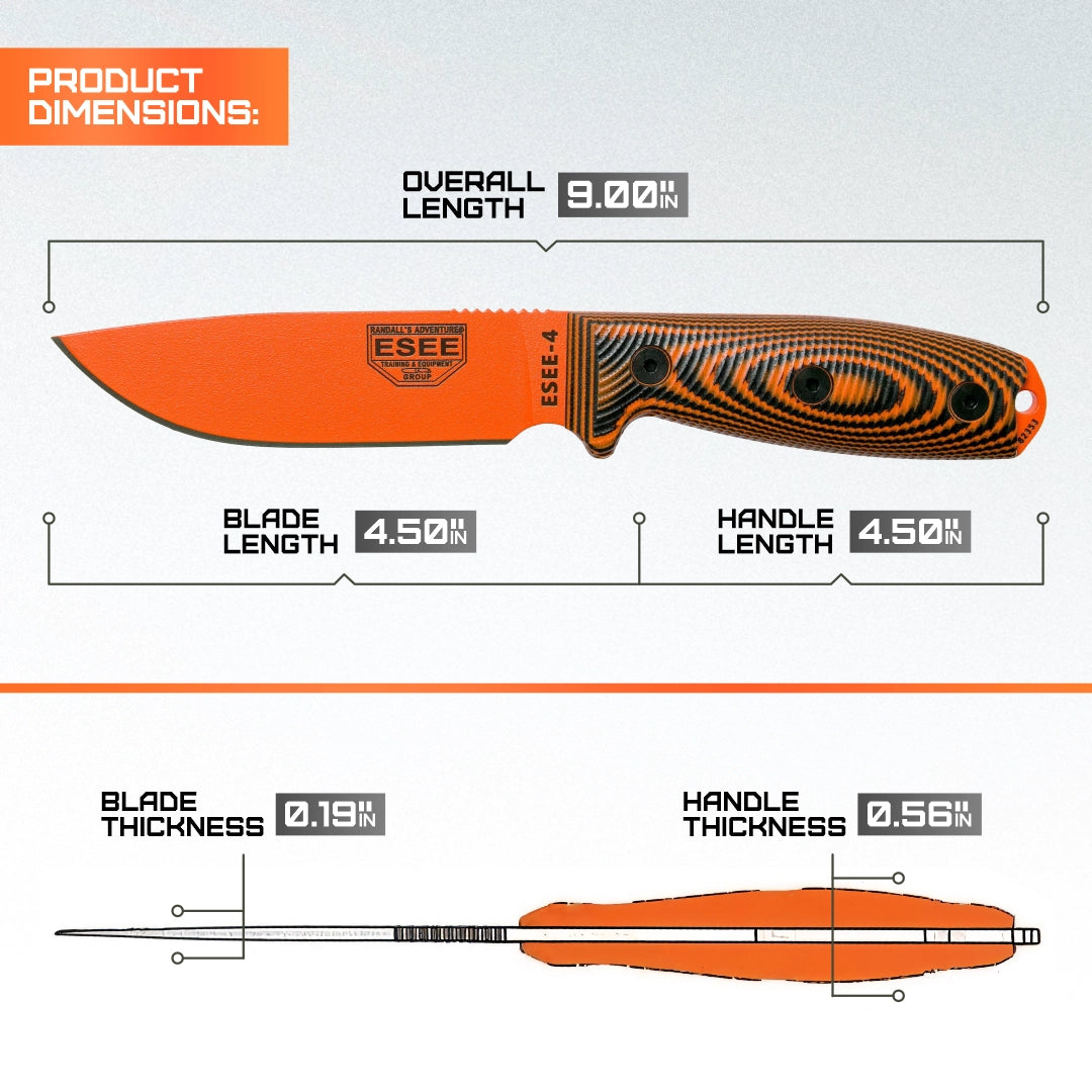 ESEE Model 4 3D Fixed Blade Orange 4POR-006