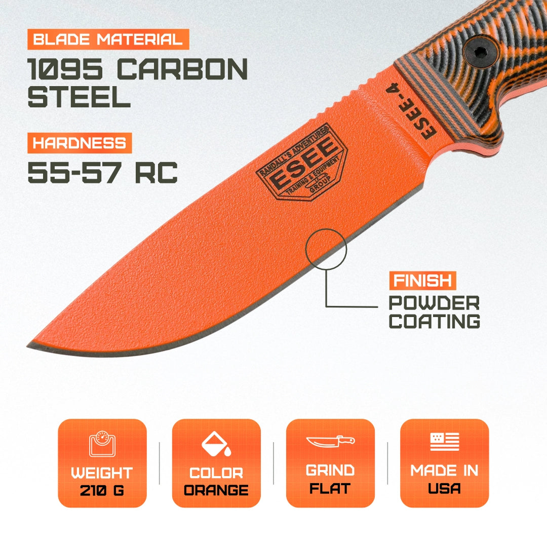 ESEE Model 4 3D Fixed Blade Orange 4POR-006