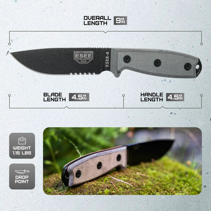 ESEE Model 4 Stainless Serrated ESEE-4S-MB-B