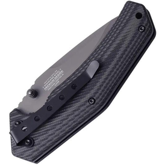 Elite Tactical Linerlock ET-A1022-SO Assisted Opening Knife - Gray Titanium Coated 3.25in Drop Point Blade by Elite Tactical