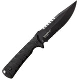 Elite Tactical Bowie Knife ET-FIX005BKS - 10 Inch Overall With 5 Inch Partial Serrated Black Blade And Rubber Handle by Elite Tactical