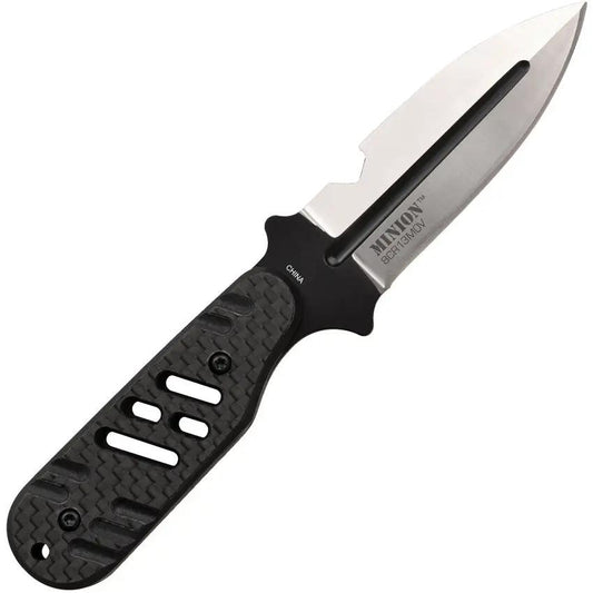 Elite Tactical The Minion ET FIX008 5.5 Inch D2 Satin Double Edge Full Tang Fixed Blade With Black G10 Handle by Elite Tactical