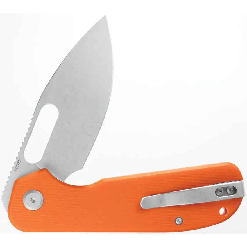 Eutektik EFD Linerlock Stonewash Orange G10 - 14C28N Stainless Blade With Thumb Pull And Pocket Clip by Eutektik